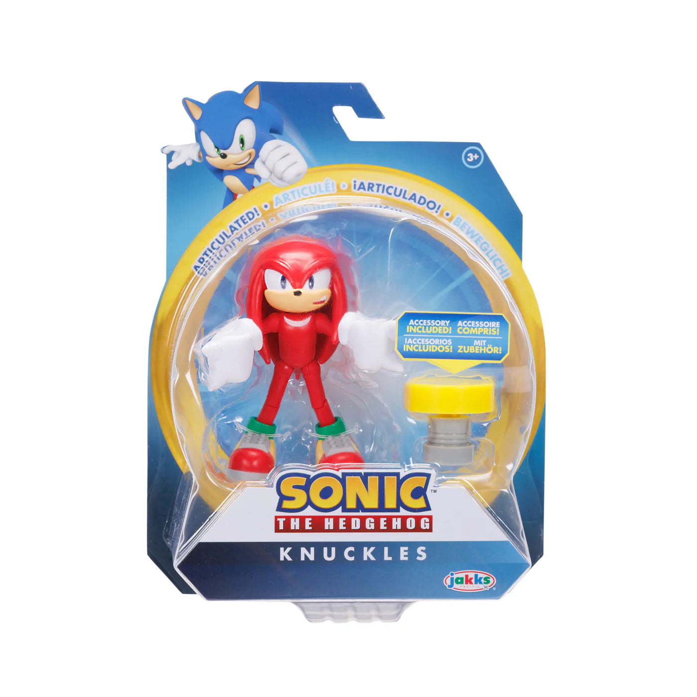 JAKKS Pacific Sonic The Hedgehog Knuckles ￼4 inch Action Figure Includes Yellow Spring