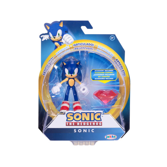 Sonic the Hedgehog Wave 20 Modern Grind Shoes Sonic with Red Chaos Emerald 4-Inch Action Figure